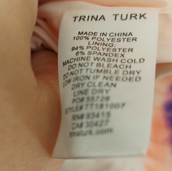 Trina Turk Sylvie Dress Sz 4 Pink Multi Color Floral Keyhole Sheath - Picture 9 of 11